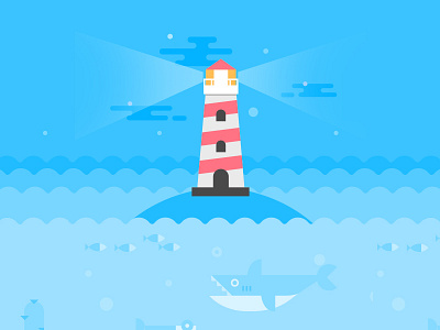 Background Sea fish hark lighthouse sea