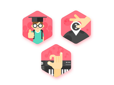 Icons Badge4 badge hand login piano planet student