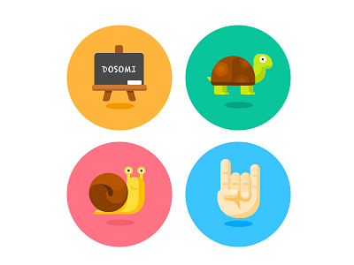 Icons blackboard hand icon snail tortoise