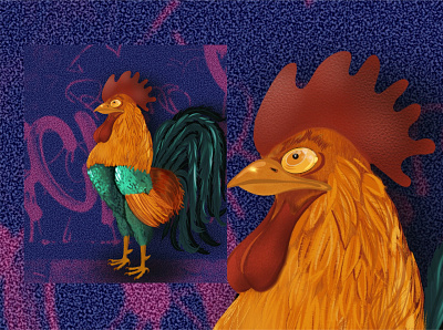 Pride coq digital painting france icon ipadart logo nft procreate rooster