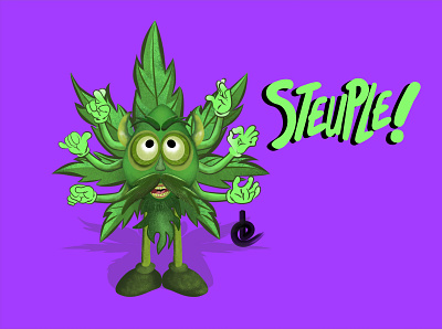 Monsieur "Steuple" branding cannabis cartoon design france green illustration indonesia leaf logo marijuana vector