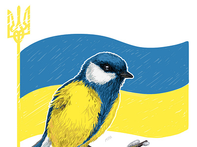 Titmouse UA bird blue draw flag graphic design help ukraine illustration no war stand stand with ukriane titmouse ua ukraine ukrainian yellow