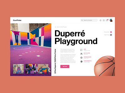 Court Finder - UI application basketball clean court design dribbble interface layout minimal modern search search engine simple sport ui ux web web design website white