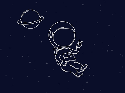 We come in peace astronaut cartoon illustration outline peace planet space spaceman star