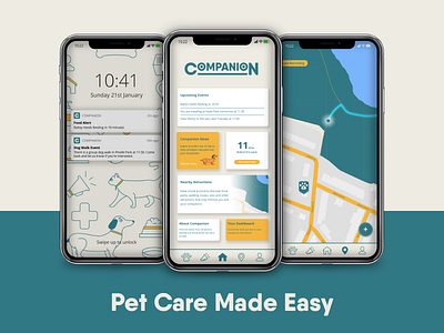 Companion - Initial App Design app companion dashboard geolocation ios iphone iphonex map navigation notifications social ui