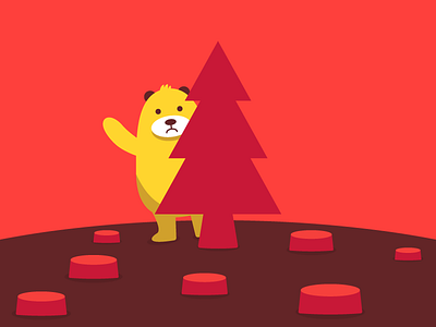 Alone in the Woods animal bear character children deforestation environment geography illustration red sad tree trees