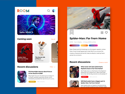 Room - Film Discussion / UI Concept app app design dailyui design film minimal movie ui ui design uiux ux web