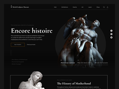 Sculpture Museum UI Concept art black blackandwhite dark design museum sculpture ui ux web webdesign website