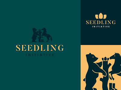Seedling Initiative Logo brand design flat fundraising gold green icon illustration logo logo design royal traditional