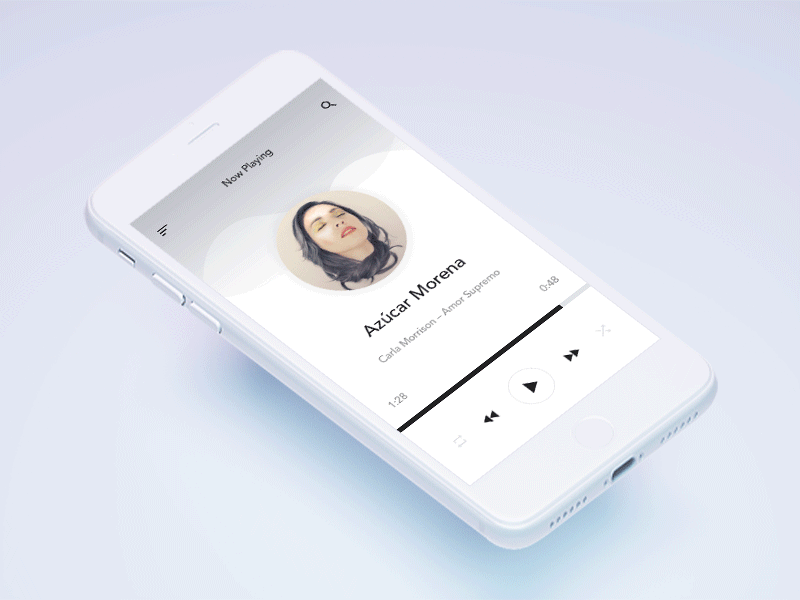 Music Player - Swipe to Like clay clean interaction ios like minimal mobile music music player swipe