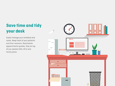 Website section - App benefits agency axilis desk desktop illustration