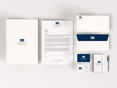 Law Office of Jeff H. Kao branding law lawyer logo stationery