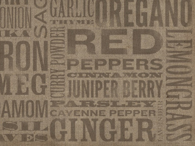 Spice Up Your Kitchen burlap kitchen poster spices texture typography