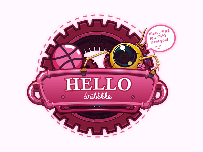 Hello Dribbble! debuts hello illustration robot