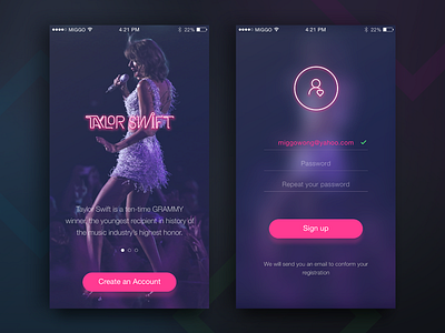 Sign Up Window - Daily UI #001 -Taylor Swift swift taylor