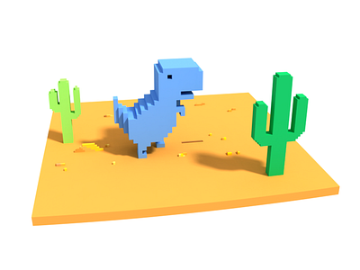 chrome dinosaur chrome dinosaur magical voxel pixel