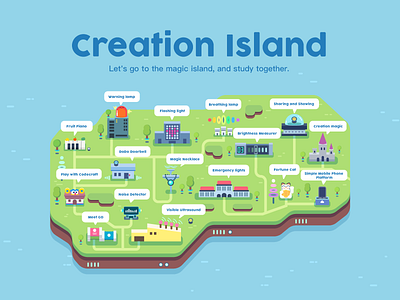 Creation Island colorful illustration island vector