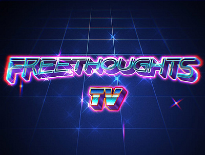 FreeThoughtsTv Retrowave Logo 3d animation branding graphic design logo motion graphics ui