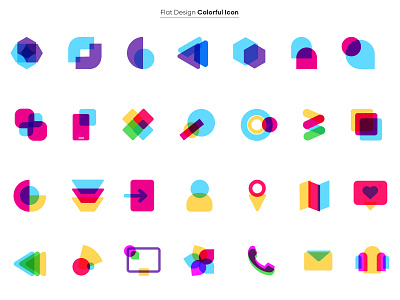 Flat Design Colorful Icons app branding design graphic design logo ui ux vector