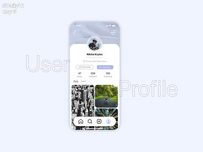 User Profile. Daily UI. Day 6 appdesign dailydesign dailyui dailyui006 dailyuichallenge design mobileappdesign redesign ui uidesign uiux uiuxdesign userinterface userinterfacedesign userprofile ux uxdesign uxui uxuidesign webdesign