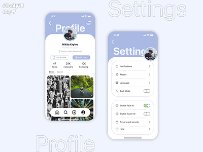 Settings. DailyUI. Day 7