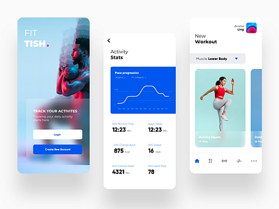 Fittish app colors excercise figma fit fitness app interaction lifestyle minimal tracking ui uidesign ux