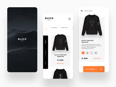 BLVCK app black buy cloths colors ecommerce fashion interaction minimal ui uidesign ux