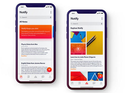 Notify App android animation app colors interaction ios iphone iphone x notes ui uidesign ux