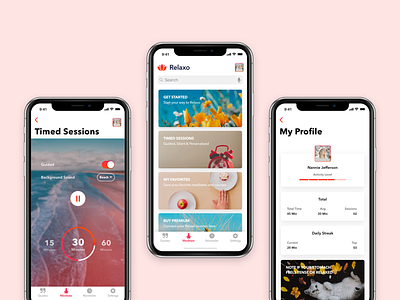 Relaxo android animation app calm colors interaction ios iphone iphone x ui uidesign ux