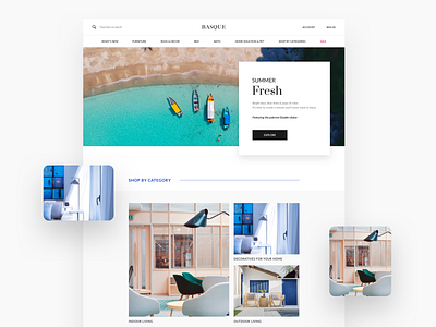 Basque colors design ecommerce furniture header hero section landing page minimal nature sea ui uidesign ux website