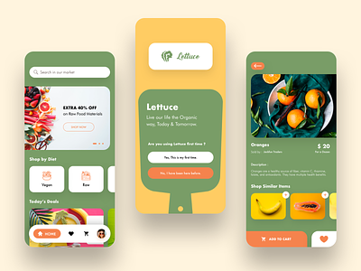Lettuce app colors design food food app health interaction minimal organic food ui uidesign ux