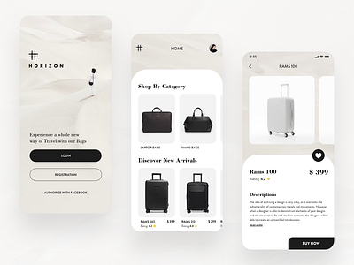 Horizon bags cards ecommerce ecommerce business minimal occasions shopping suitcase ui uidesign ux