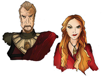 Game of Throne - Tywin and Cersei artwork cersei lannister drawing fan art fantasy characters game of thrones illustration pen and ink photoshop tywin lannister