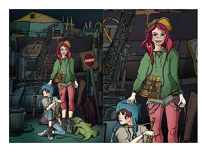 Junkyard Lizards artwork characters drawing illustration pen and ink photoshop