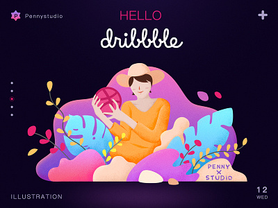 Hello Dribble! design dribbble hello hello dribbble illuatration ui