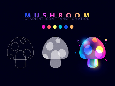 gradient mushroom icon design gradient icon illustration light mushroom transformation tutorial ui