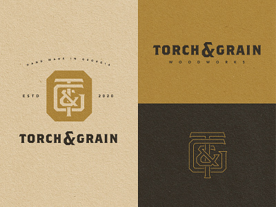 Torch & Grain - Branding ampersand badge brand identity branding design georgia graphic design logo monogram vintage woodworking