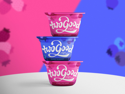 Two Good - Cup Design branding dairy denver design flat font fruit graphic graphic design handlettering illustration lettering logo mockup packaging type typography vector yogurt