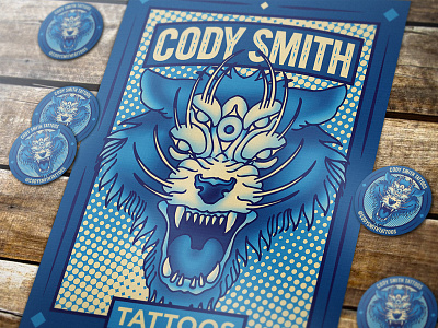 Cody Smith - Banner and Stickers art artwork banner beast design drawing half tone illustration stickers tattoos typography vector