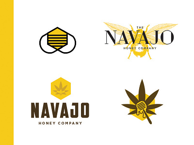 Navajo Honey bee branding hemp honey icon illustration logo marijuana type typography yellow