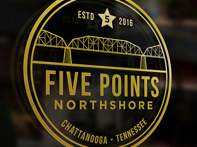 Five Points - concept badge branding chattanooga gold icon illustration lineart logo tennessee typography vector