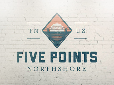 Five Points - concept badge branding bridge chattanooga icon illustration lineart logo serif tennessee typography vector