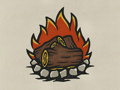 Campfire Illustration camping design flat graphic design grit grunge icon illustration nature outdoors retro stamp texture