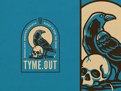 TYME - Raven badge design graphic design icon illustration logo moon procreate raven skull vector