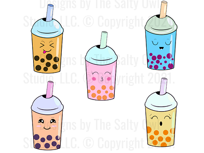 Boba Family boba bubble tea cute design elements graphic design hand drawn icons illustration logo