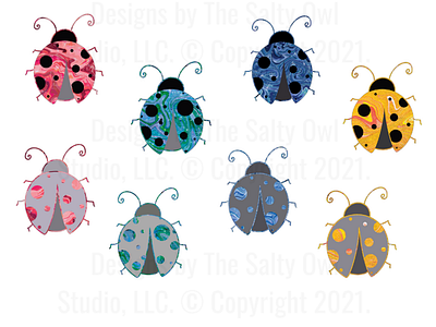 Coordinating Lady Bugs bugs cute design elements graphic design hand drawn icons illustration lady bugs matching stickers