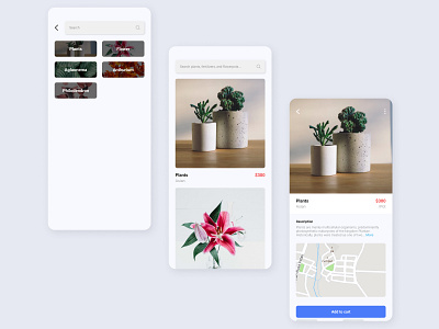 Plants shop android design flutter ios mobile app design react native ui ui design