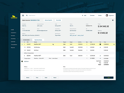 Conexwest CRM - Invoice & Scheduler app business crm dashboard invoice sales ui design ux design web