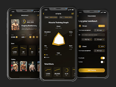 Premuim Gainz - Profile & Stats app design fitness graph mobile profile sport stats ui ux workout