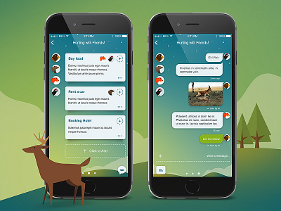 Friends - iOS App app bird cartoon chat design graphic ios iphone messenger mobile social wood